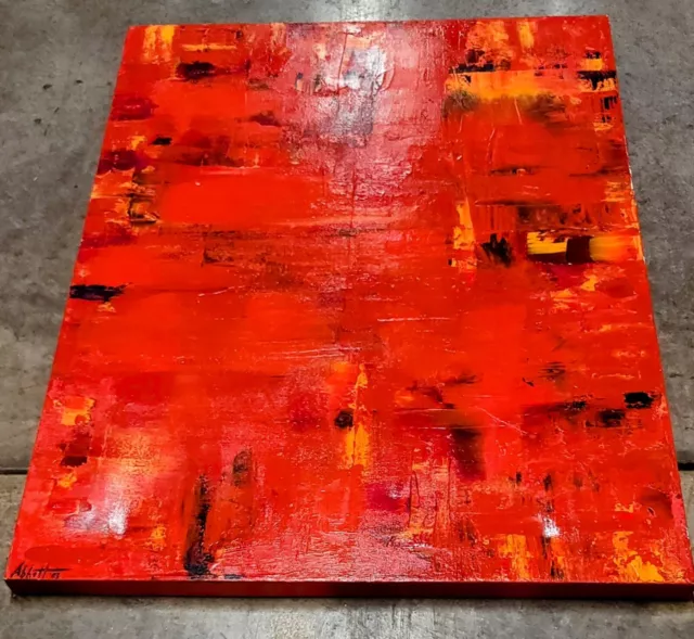 Huge, Signed, Original,  Red Abstract Mixed Media Textured Painting