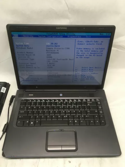 HP Compaq Presario C700 Laptop For Parts Broken LCD Screen NO HDD/RAM JR