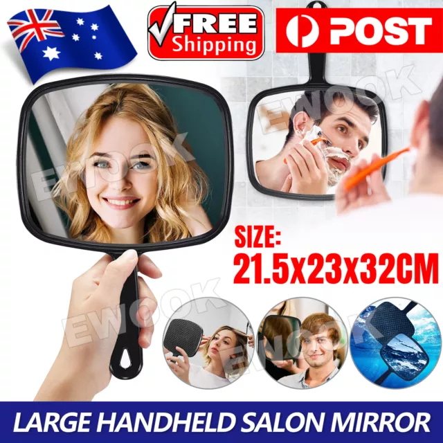 Hand Held Mirror Handheld Salon Mirror Large Lady Women Makeup Beauty Cosmetic