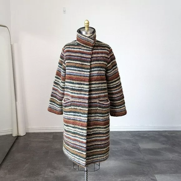 Missoni Striped Wool Mohair Knit Quilted Reversible Coat Brown 40/S/4 designer