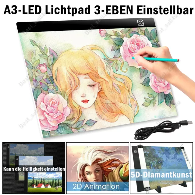 A3 LED Dimmbar Lichttisch Leuchttablet Tracing Lightpad Board Zeichenbrett DE