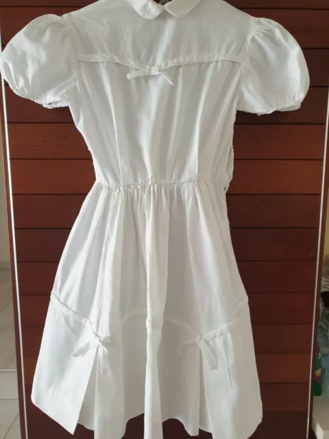 **Robe blanche été cérémonie ancienne enfant année 50 piqué de coton TBE