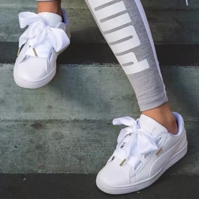 PUMA BASKET HEART Patent Trainers White Size UK 5.5 50.00 PicClick UK