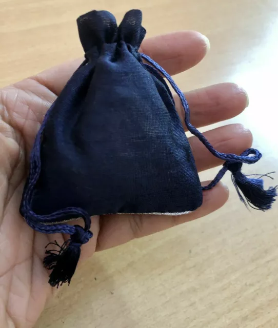 25 Pc Raw Silk Jewelry Pouch Bag tassle drawstring wedding party favor DRK BLUE 3