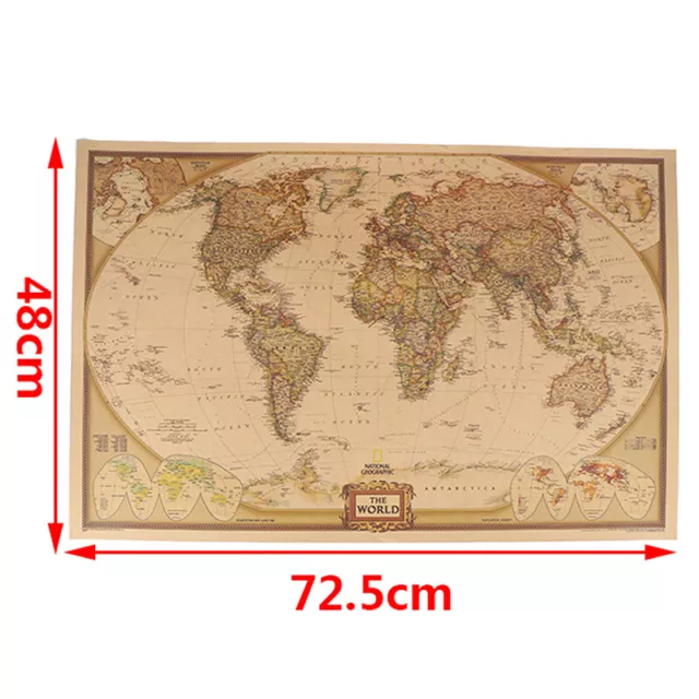 World Map Vintage  Matte Paper Kraft Antique Poster Wall Sticker Home Decor ..b