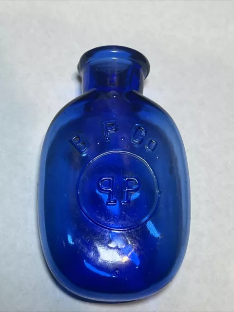 Antique 1890's Miniature Old Deep Cobalt Pill Bottle Blue Tablets Bottle Drug 3