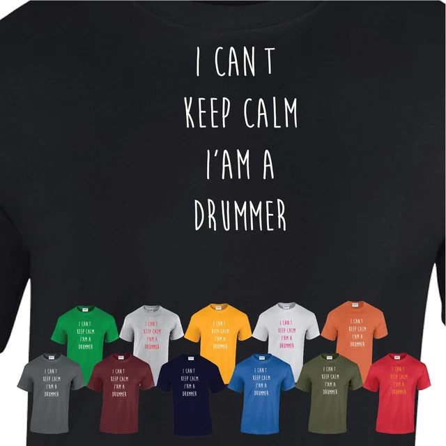 Drummer Musician Band Men Ladies Keep Calm Gift Funny Keep Calm Humour Tshirt