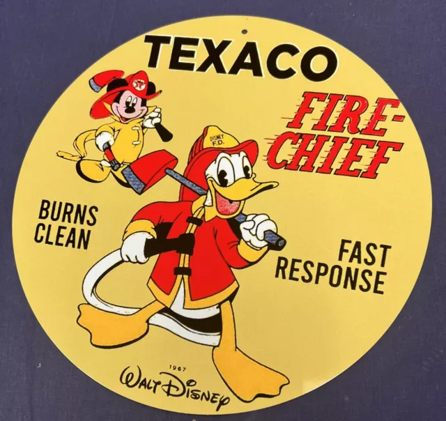 Texaco Fire Chief Fire Fighter 12" Metal Tin Aluminum Sign