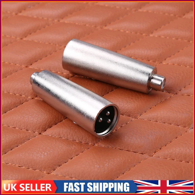 2pcs Metal XLR 3 Pin Male to RCA Female Audio Jack Adapter Plug Connector