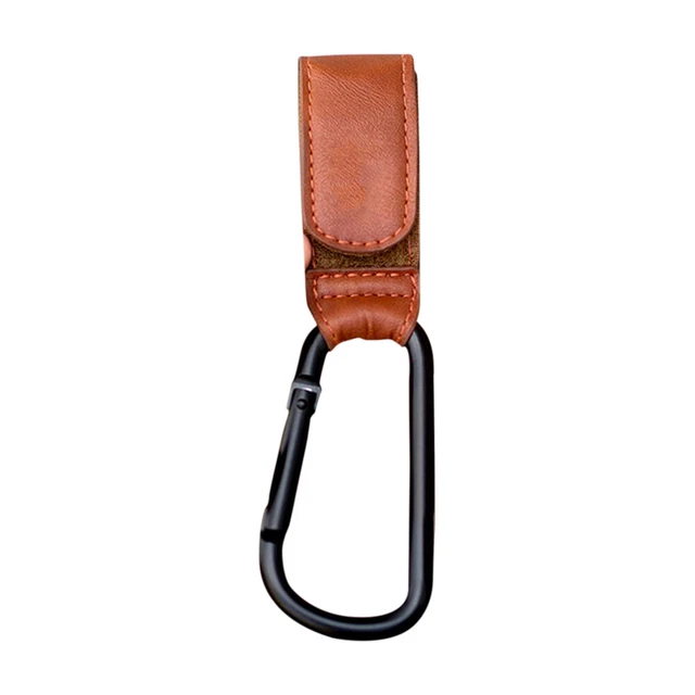 PU Leather Stroller Metal Hook Pushchair Adjustable Pram Bag Clip (Brown) FS2#