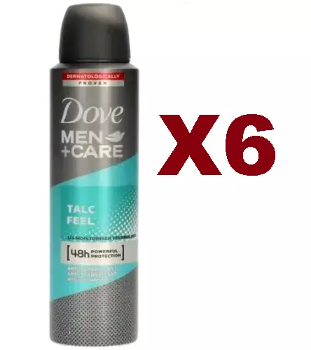 6 Pz Dove Men Care Deodorante Talc Feel 150Ml Spray Uomo 48H