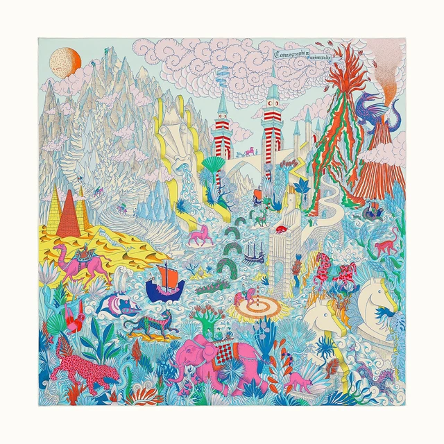 Foulard En Soie HERMÈS "Cosmographia Universalis" Modèle 90 - Multicolore - Neuf Sans étiquette