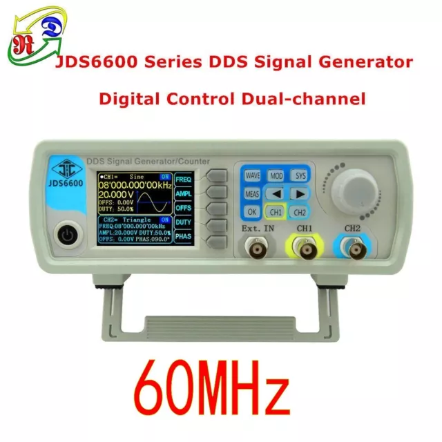 JDS6600 60MHz 2CH DDS Arbitrary Waveform Function Signal Generator Meter