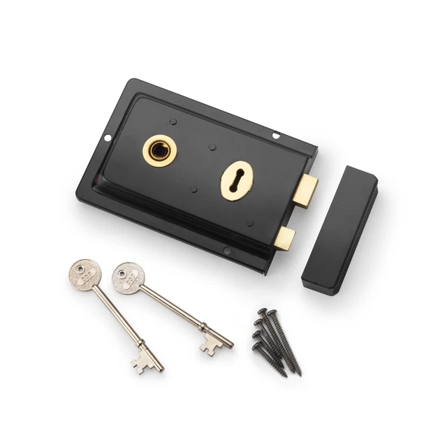 Universal Rim Lock Key TRADITIONAL OLD ENGLISH 1920s VICTORIAN STYLE RIM LOCK+KEYS Door Latch ...