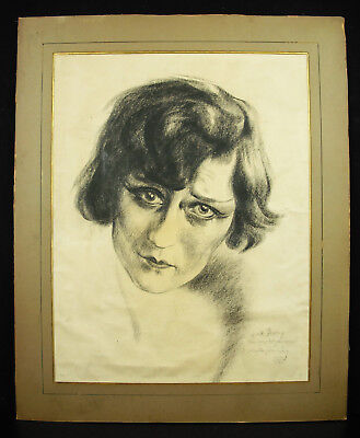 Nicolas Sternberg (1901-c.1960) Retrato Dibujo De Actriz Melle Gjessing 1926