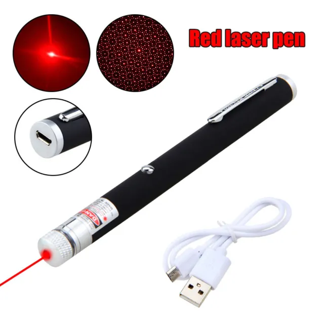 2000Miles Strong Beam Red Laser Pointer Pen 650nm Torch  Lamp USB Rechargeable