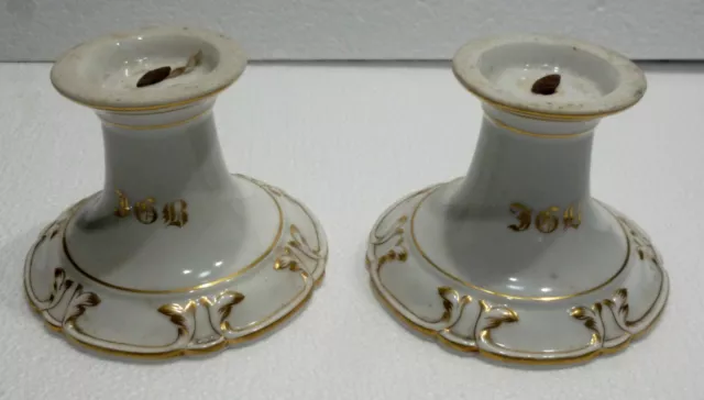 Lot de 2 PIEDS / Socles Anciens en Porcelaine de Paris XIXe siècle - Pour Vases