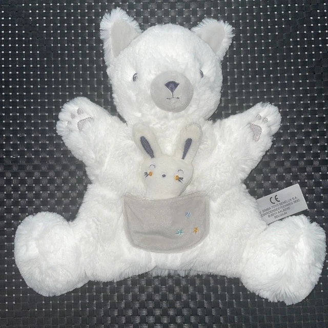Doudou Marionnette Simba Toys Ours Blanc Gris Lapin Etoiles 25Cm