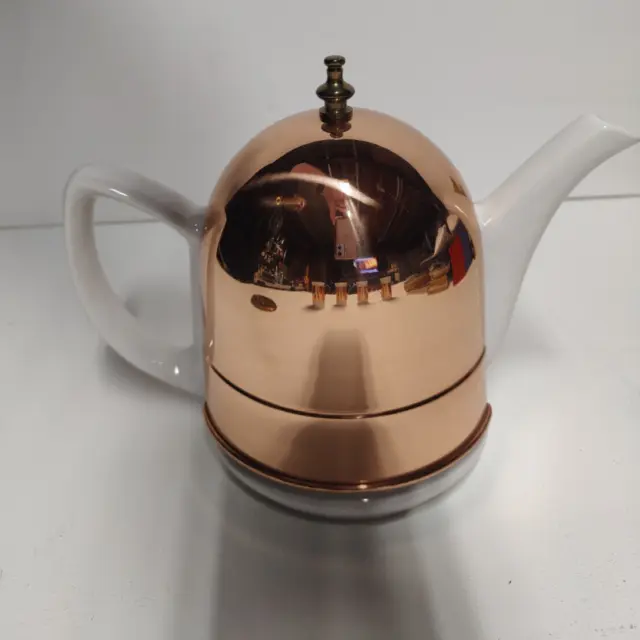 Baker Heart & Stuart Vintage Ceramic Tea Pot with Copper & 4 Mugs With Saucers 2