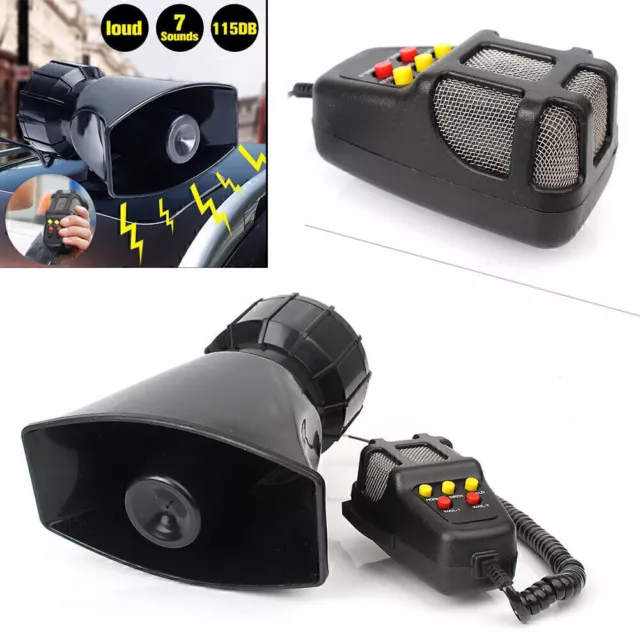 115db Loud Air Horn Siren For Car Boat Truck 7 Tone PA System w/ Mic Speaker New