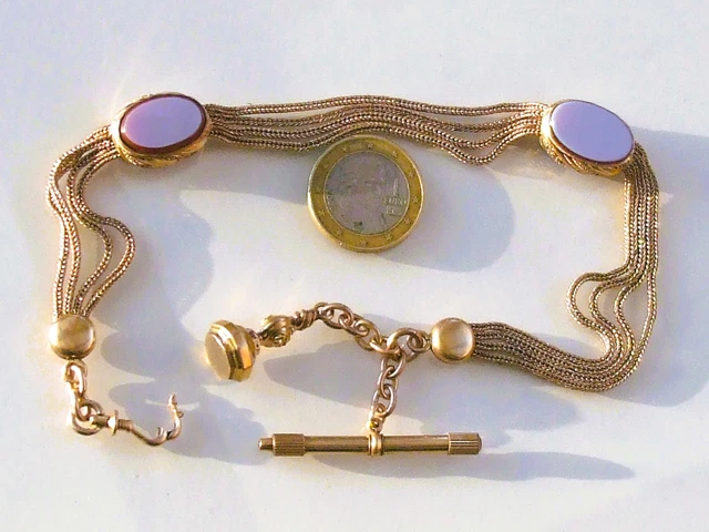 Chaîne de montre XIXème motifs or rose ciselé
