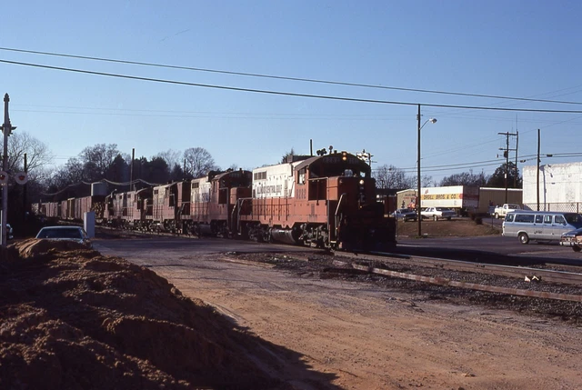 Orig Slide ICG Illinois Central Gulf GP10 #8282+3 w/Train in Missouri 1980