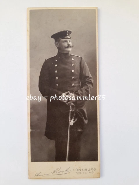 CdV Lüneburg 1904 Portrait von Soldat Otto Steffens Offizier Foto Atelier Koch