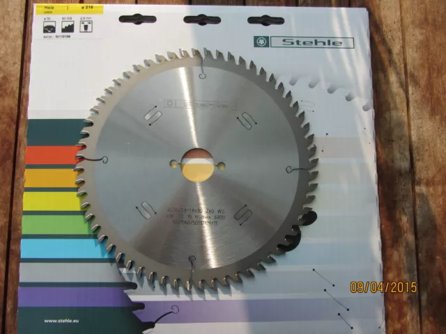 HM/Widia Handkreissägeblatt 216 x30 Z 60  Stehle für Bosch/Dewalt/Metabo