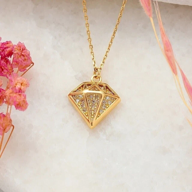 2Ct Round Cut Lab Created Diamond Women's Pendant 14K Yellow Gold Plated Silver
