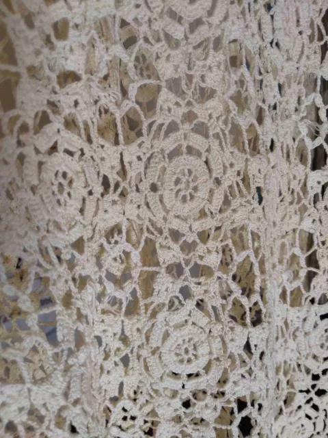 Handmade Vintage Cream Crochet Lace Fabric Tablecloth Rectangular New Open Box