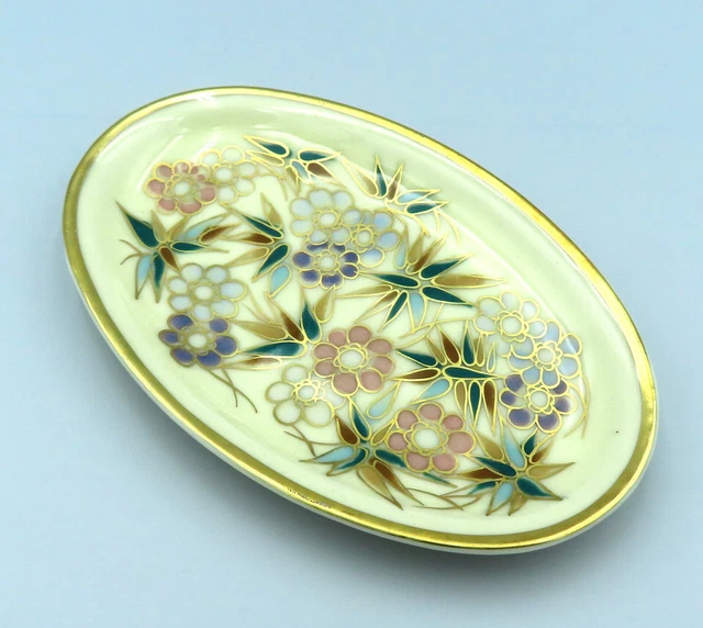 Zsolnay Porcelain Trinket Dish Small Pin Tray Hand Painted Hungarian Flowers