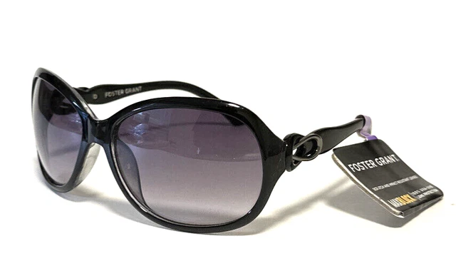 NEW Foster Grant SUNGLASSES Black Designer Fashion “2nd Chance” Sleek Glossy