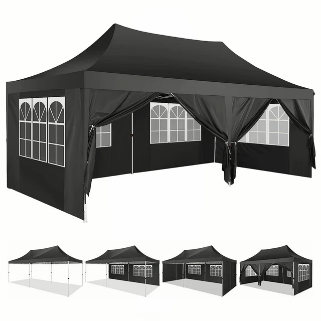 Partyzelt Pavillon 3x6m Pop Up Gartenzelt Gartenpavillon Festzelt Gazebo Schwarz