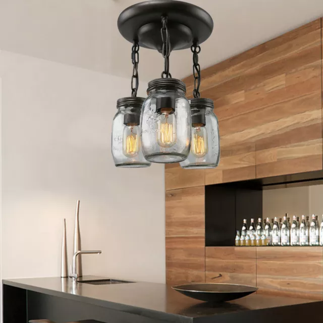 Farmhouse Chandelier Mason Jar Hanging Pendant Hanging Loft Light Ceiling Lamp