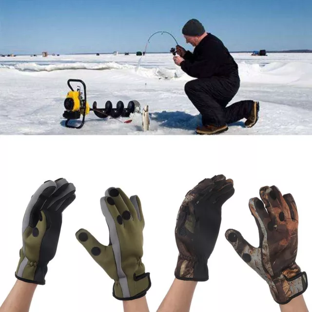 Riding 3 Finger Cut PU Leather Anti-Slip Hiking Fishing Gloves Camping Climbing