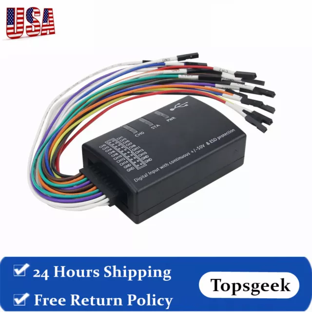 Mini 16 Logic Analyzer USB 100M Max Sample Rate 1.1.34 Support 1.2.10 Software