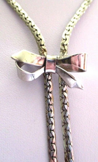 Collier Cravate Vintage Or Avec Pendentif Coquillage - Bijou Fantaisie Parfait état