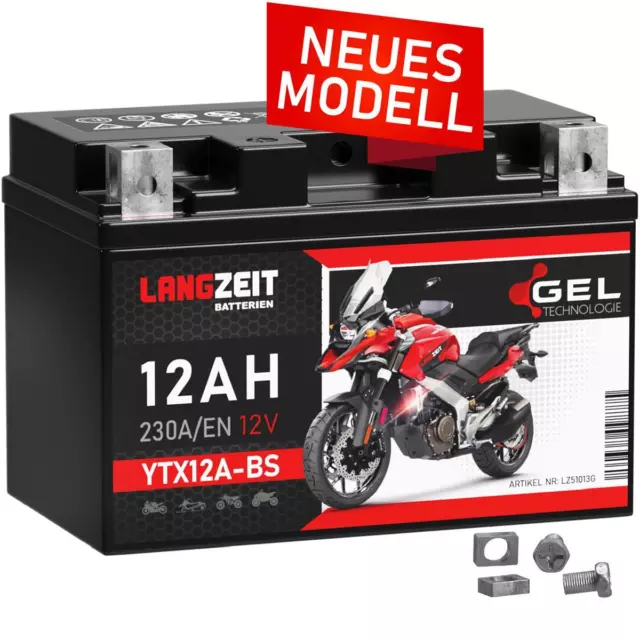 Langzeit YTX12A-BS Motorradbatterie GEL 12V 12Ah Batterie 51013 YT12A-BS YTZ12S