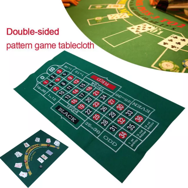 Blackjack Poker Tabletop Layout Casino Green Game Mat Felt Cloth Cover 60x90cm