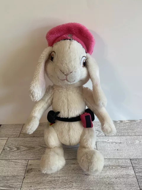 BAB Hop the Movie Fluffy Pink Berets Rabbit Plush Build a Bear with Belt 11"