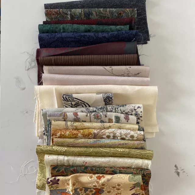 Vintage Japanese Silk Kimono Fabric Remnants, scraps, Quilting Lot 611 Aus Stock