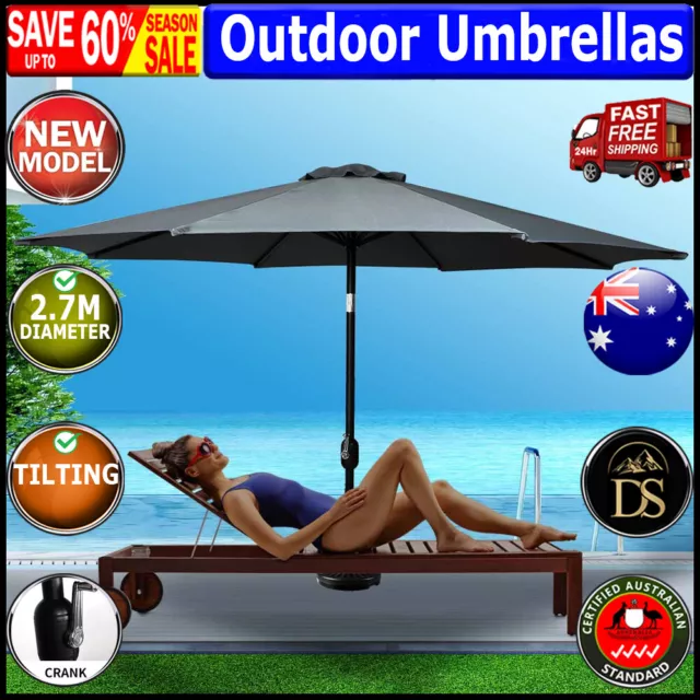 Mountview Umbrella Outdoor Umbrellas Garden Patio Tilt Parasol Beach Canopy 2.7m