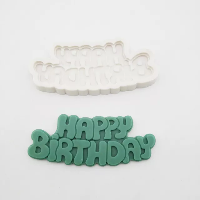 Molde de silicona para hornear feliz cumpleaños fondant azucarería molde pastel cartas hágalo usted mismo 2
