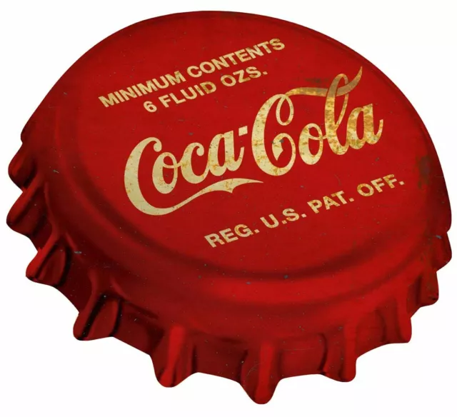 Coca Cola Red White Bottle Cap 17" Wide Heavy Duty Usa Made Metal Soda Adv Sign