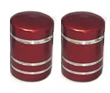 2x Metallic RED Metal Steel Dust Valve Wheel Tyre Caps (DC3) Motorbike P