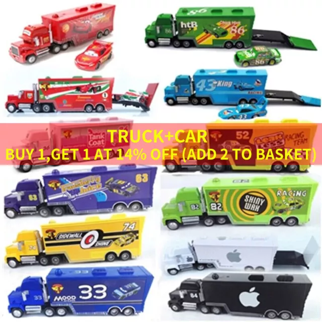Disney Pixar Cars3 McQueen&Truck Diecast 1:55Movie Toy Metal Model Kids Gift New