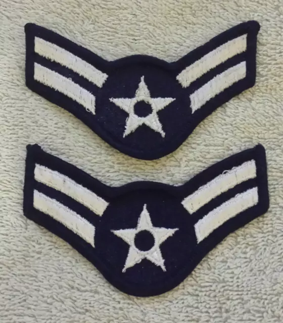 US AIR FORCE RANK PATCHES PAIR Airman First Class Stripes Badge USAF Small Size
