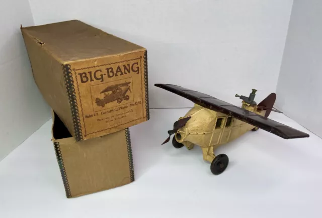 RARE Big Bang 11-P Bombing Plane 1931 Cast Iron  Airplane in ORIGINAL BOX !! toy