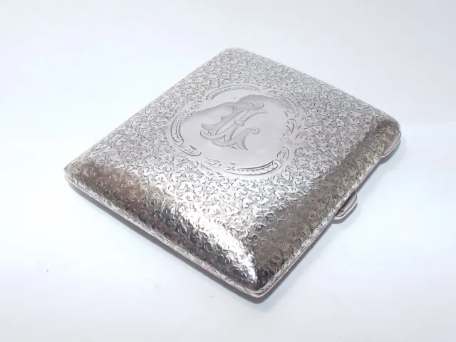 ANTIQUE EDWARDIAN 83g STERLING SILVER CIGARETTE CASE, CARD CASE, BIRMINGHAM 1908