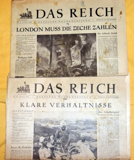 2 x Wochenzeitung DAS REICH 19.09.1943 + 19.12.1943